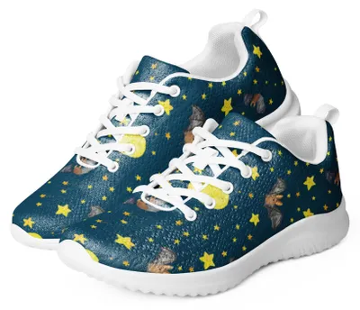Produktbild von Mr. & Mrs. Panda Sneaker Damen Fledermaus Flügel Größe 38 1/2 - Blau - Geschenk, Lustige Sprüche, Schnürschuh, Trainingsschuh, Weiß, Bunt