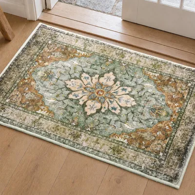 Productafbeelding van Binnenmat 60 x 90 cm, groen/bruin, korte pool, antislip