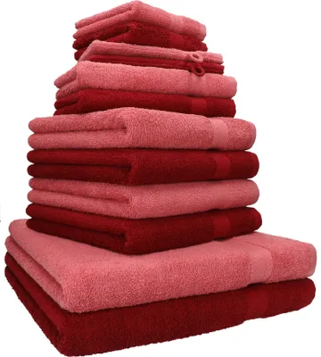 Produktbild von Betz 12-tlg. Handtuch-Set PREMIUM 2 Duschtücher 4 Handtücher 2 Gästetücher 2 Seiftücher 2 Waschhandschuhe  Farbe: rubinrot / himbeere