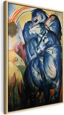 Produktbild von Italienischer Leinwand Leinwandbild - The tower of blue horses (Franz Marc) 80x120 cm Reproduktionen l-F-10561-b-a