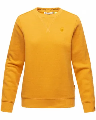 Produktbild von Marikoo Damen Sweatshirt Pullover Recycled Pulli Langarm Warm Hoodie Sweater Umikoo Gelb Gr. 38 - M
