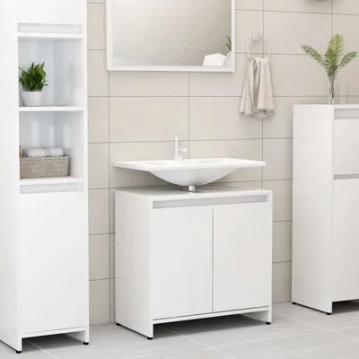 Produktbild von "2026 Promotion" Badschrank - Badregal - Hochglanz-Weiß 60x33x61 cm - Holzwerkstoff - Badezimmer CC26977