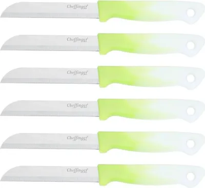 Image de 6 couteaux de cuisine 18 cm avec manche ergonomique - polyvalent & facile d'entretien, vert clair
