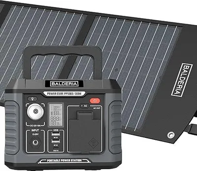 Produktbild von BALDERIA Power Set - Powerstation 300W, faltbares Solarpanel 60W