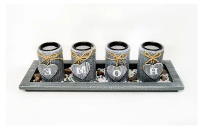 Produktbild von Teelichtschale Set mit 4 Teelichtern für Tischdekoration