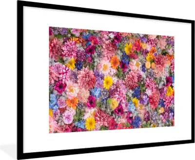 Produktbild von MuchoWow® Gerahmtes Poster Blumen - Farben - Collage 90x60 cm - Poster mit Schwarzem Bilderrahmen Wandposter Rahmen Foto Bilder - Wanddekoration - Fotos