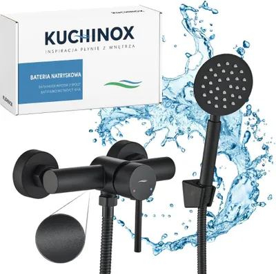 Produktbild von Kuchinox | Noia Wandbatterie - Schwarz - Korrosionsbeständig - Matt - Edelstahl