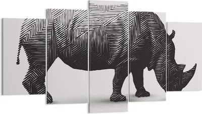 Produktbild von Bild auf Leinwand - Leinwandbild - Nashorn Tier Afrika Safari - 160x85cm - Wand Bild - Wanddeko - Leinwanddruck - Bilder - Kunstdruck - Wanddekoration - Leinwand bilder - Wandkunst - EA160x85-2935