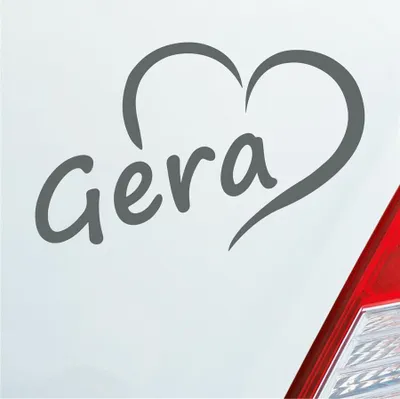 Produktbild von Auto Aufkleber Gera Herz Stadt City Liebe Love Heimat 13x8 cm Grau Sticker Heckscheibenaufkleber