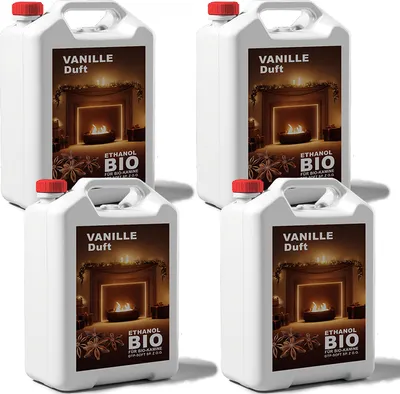 Obrázek produktu pro 4x5 litrů bioetanolu VANILLEDUFT Premium 100% na líh do krbu 20L