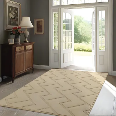 Produktbild von PolkaHome® Innentürmatte – Rutschfest, Wasserabsorbierend, Maschinenwaschbar – 90 x 150 cm, Beige