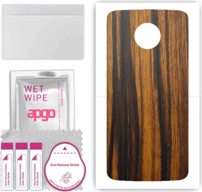 Produktbild von apgo Rückseite Schutzfolie, Skin, kompatibel mit Motorola Moto Z Play, Hinten Displayschutzfolie aus Vinylfolie, kratzfest, einfache Montage - Tigerwood