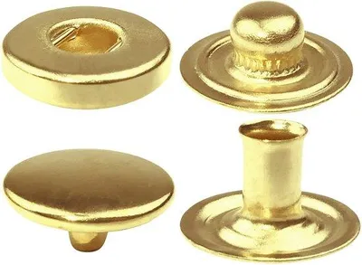 Image de Lot de 10 boutons-pression Ø 10 mm avec ressort, dorés, pour la maroquinerie et les vêtements