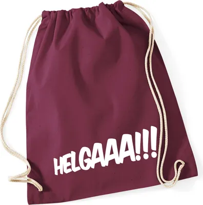 Produktbild von Huuraa Turnbeutel Helgaaa Schriftzug 12 Liter Burgundy Baumwolle Rucksack Geschenkidee