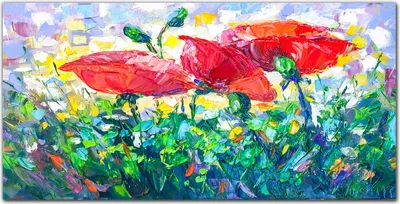Produktbild von Coloray Bild aus Leinwand 140x70 Leinwand Dekoration - gemalte Mohnblume