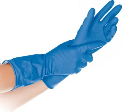 Produktbild von Franz Mensch Universal-Handschuh BETTINA, 12 Beutel à 12 Paar, blau, Größe S