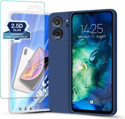 Produktbild von Hülle für Xiaomi 13T / Xiaomi 13T Pro mit 9H Displayglas Displayschutz Plus Case Cover Bumper Silikon Softgrip Schutzhülle Farbe: Blau