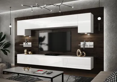 Wonwand TV  274 cm Weiß Hochglanz