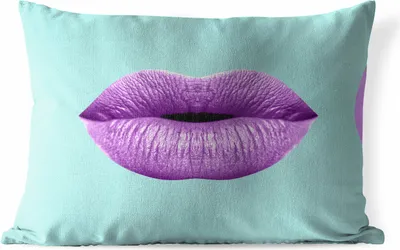 Produktbild von MuchoWow® Outdoor Kissen - Lippen - Pastell - Lila - 50x30 cm - Wetterfest - Lounge Kissen - Sofa kissen - Wohnzimmer Dekoration