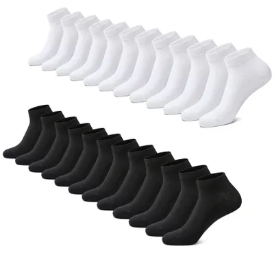 Produktbild von FALARY Sneaker Socken Herren Damen 12 Paar Kurze Halbsocken Baumwolle-SchwarzWei