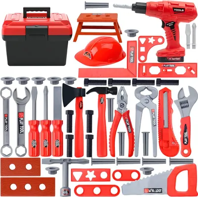 Image de ASKSA Jeu d'outils et de jouets BAU Jeu de perceuse électrique réaliste Jouet d'établi Boîte d'accessoires Pretend Repairman pour KidsBoys Girls