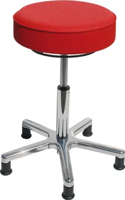 Produktbild von Drehhocker Indianapolis | Sitzhöhe 46-59cm | Ø 53cm | Tragfähigkeit 110kg | Kunstleder-Sitz | Aluminium-Fußkreuz mit Gleiter | Feuerrot