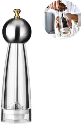 Produktbild von Manuelle Pfeffermühle Salz Gewürzmühle Gewürz Menage Einstellbare Kraut Pfeffer Gewürz Schleifen Home Küche Werkzeug, 8 Zoll Edelstahl