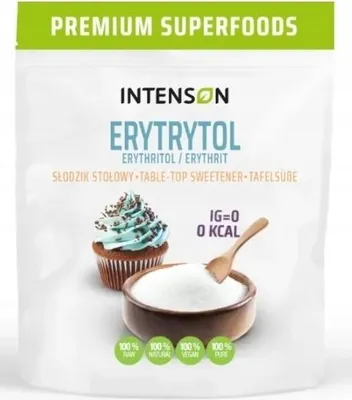 Produktbild von Intenson Erythritol Tafelsüßstoff Zuckerersatz, neutraler Geschmack, zum Backen & Kochen, 1 kg (5902150280170)
