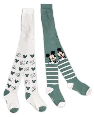 Produktbild von Disney Mickey Mouse Strumpfhose für Jungen - Kinder Strickstrumpfhose Kinderstrumpfhose Grün/Beige (2er Pack) 23-26