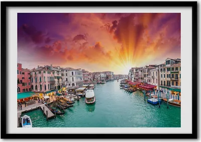 Produktbild von Bild - Bilder - Bilderrahmen - 70 cm x 50 cm - MDF-Rahmen, Wandkunst Venedig