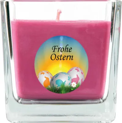 Imagen del producto de Vela perfumada como regalo de Pascua (fragancia a lavanda), diseño: huevos de Pascua. Vela para decoración de Pascua, 190g. Cera con una duración de aproximadamente 50 horas