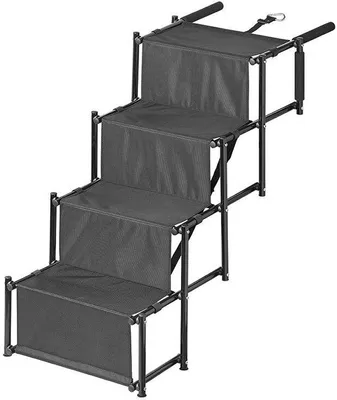 Produktbild von AS Hundetreppe klappbar 4 Stufen Auto Hunde Treppen bis 30 KG Hunderampe faltbar AS