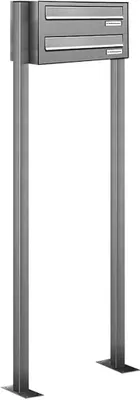 Produktbild von 2er V2A Edelstahl Standbriefkasten Freistehend Durchwurfanlage