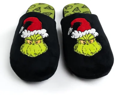Produktbild von The Grinch Hausschuhe für Herren und Damen - Uni Puschen Schlappen Slipper Pantoffeln Schwarz 44-45