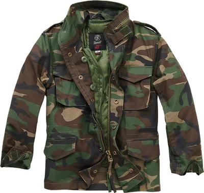 A camouflage jacket is shown laid flat.