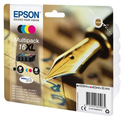 Produktbild von Epson WorkForce WF-2540 WF (16XL / C 13 T 16364010) - original - Tintenpatrone MultiPack (schwarz, cyan, magenta, gelb) - 32,4ml