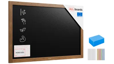 Immagine prodotto di Lavagna nera da gesso RESISTENTE ALL'ACQUA in cornice di legno 90x60 cm
