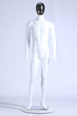 Produktbild von AB+66 Mann schöne abstrakte weiß Matt lackierte Schaufensterpuppe Galvanik Maske Männlich