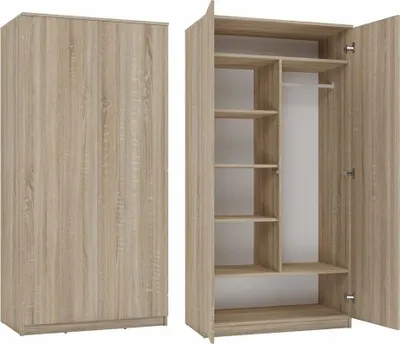 Produktbild von BDW Kleiderschränk 2 Türen, 6 Einlegeböden, Eiche Sonoma, 180x90x50