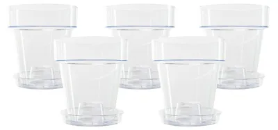 Imagen del producto de Macetas transparentes para orquídeas con orificios de drenaje y plato inferior (juego de 5)