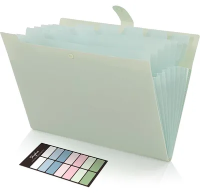 Produktbild von Fächermappe A4 mit 8 Fächern, hellgrün, PP-Kunststoff, mit Etiketten
