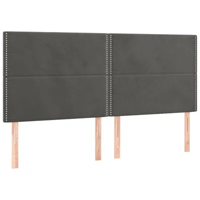 Image de vidaXL Têtes de lit 4 pcs. Gris foncé 90x5x78/88 cm velours