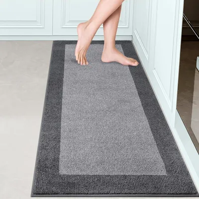 Produktbild von Schmutzfangmatte Innen 60 x 150 cm Grau rutschfest waschbar Läufer Teppich für Eingang Küche Flur