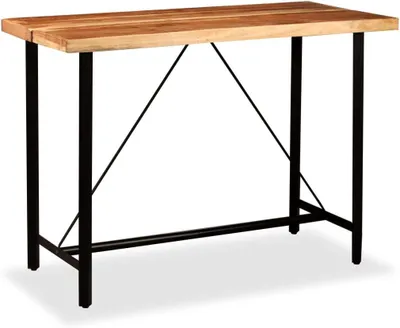 Produktbild von 7-teiliges Bar-Set aus massivem Akazien- und Altholz mit Stehtisch und 6 Barhockern im Industrie-Look