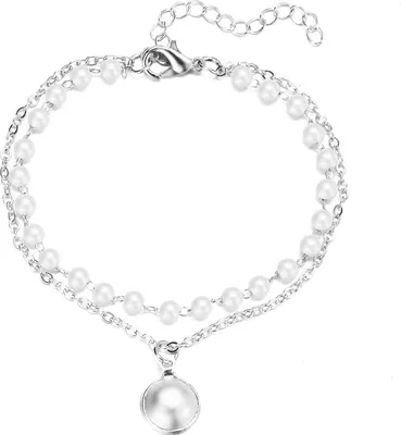 Produktbild von Handgefertigtes Kunstperlenarmband für Damen, verstellbares Legierungsarmband, Halskette aus Kunstperlen, Retro-Schmuck für Geburtstagsgeschenke