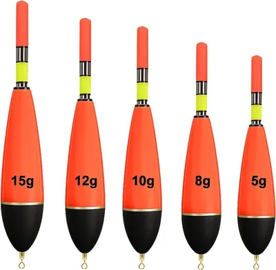 Imagen del producto de 5 flotadores luminosos de espuma EVA, de diferentes pesos, para la pesca de lucio y perca