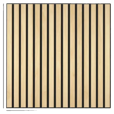 Image de Panneaux muraux acoustiques, 60 x 60 cm, lot de 4, en MDF, installation facile, aspect bois naturel