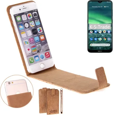 Produktbild von K-S-Trade Handyhülle kompatibel mit Nokia 2.3 Kork Hülle Flipstyle Case Schutzhülle Kork Case Hülle Flip cover Klapphülle Klapp, braun 1x