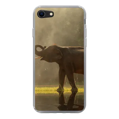 Produktbild von MuchoWow® Handyhülle Schutzhülle Hülle für iPhone SE 2020 Elefant - Wasser - Tiere - Natur Silikon Softcase Handy Hülle - Kartenbesitzer