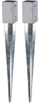 Produktbild von Alberts Einschlag-Bodenhülse | für Rund- oder Vierkantholzpfosten | feuerverzinkt | 61 x 61 mm | Gesamtlänge 750 mm | 2er Set